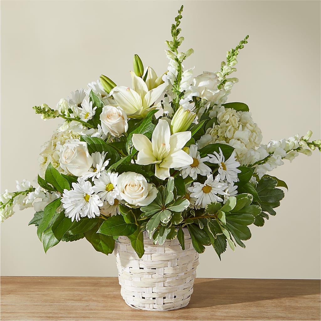 Ivory Elegance Floral Basket – Alex Floral, Stockton CA