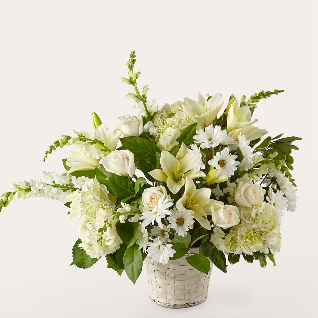 Ivory Elegance Floral Basket – Alex Floral, Stockton CA