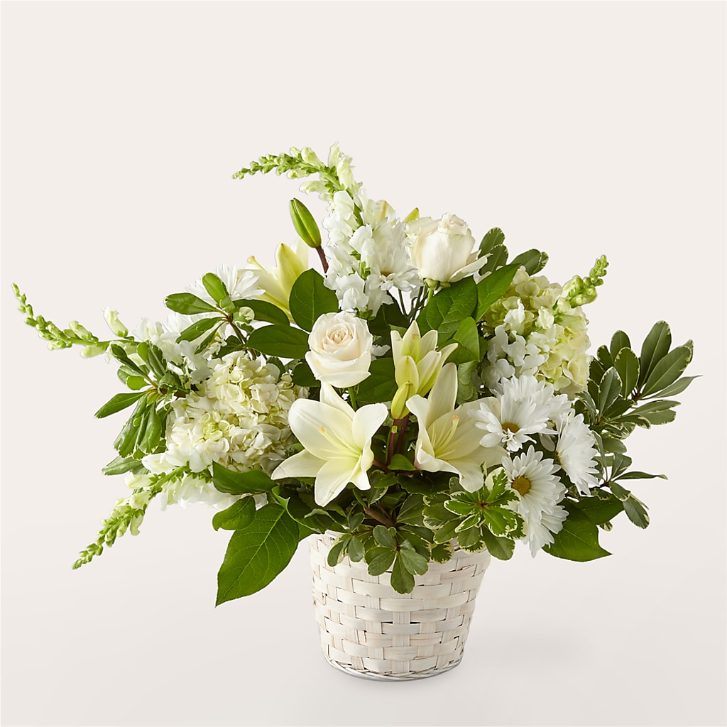 Ivory Elegance Floral Basket – Alex Floral, Stockton CA