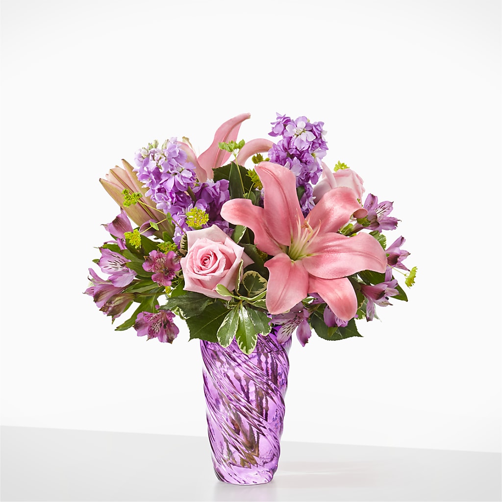 Precious Petals Bouquet with Luxe Swirl Vase – Alex Floral, Stockton CA