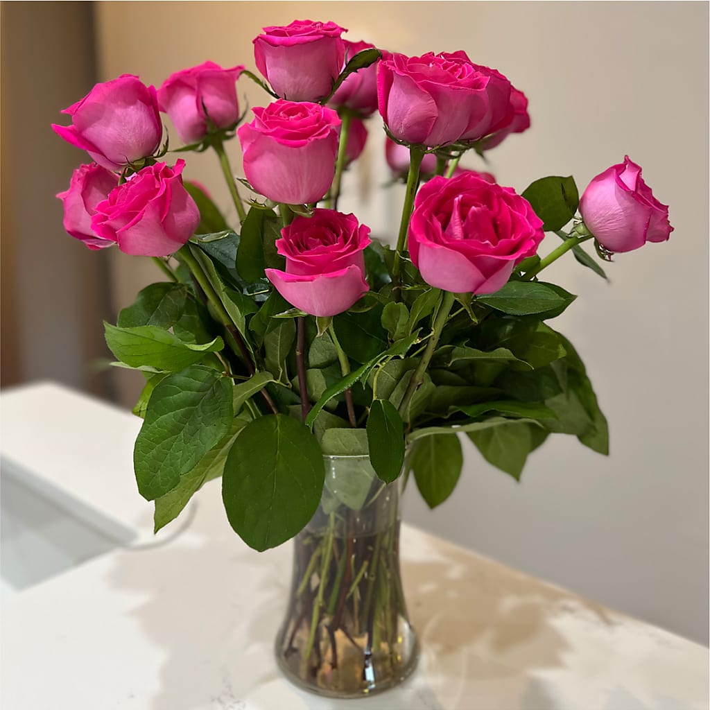 Long Stem Pink Rose Bouquet –  Alex Floral, Stockton CA