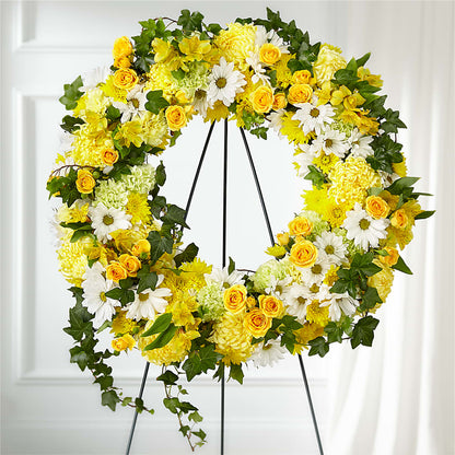 Golden Remembrance Wreath –  Alex Floral, Stockton CA