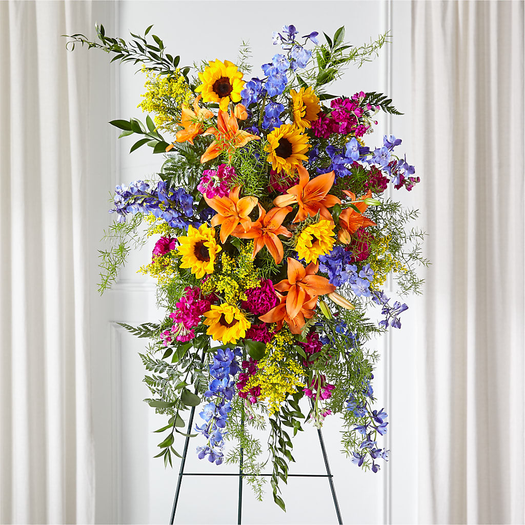 Sunlit Memories Standing Spray (Standard) –  Alex Floral, Stockton CA