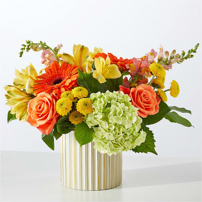 Autumn Sunshine Bouquet with Ivory Vase –  Alex Floral, Stockton CA