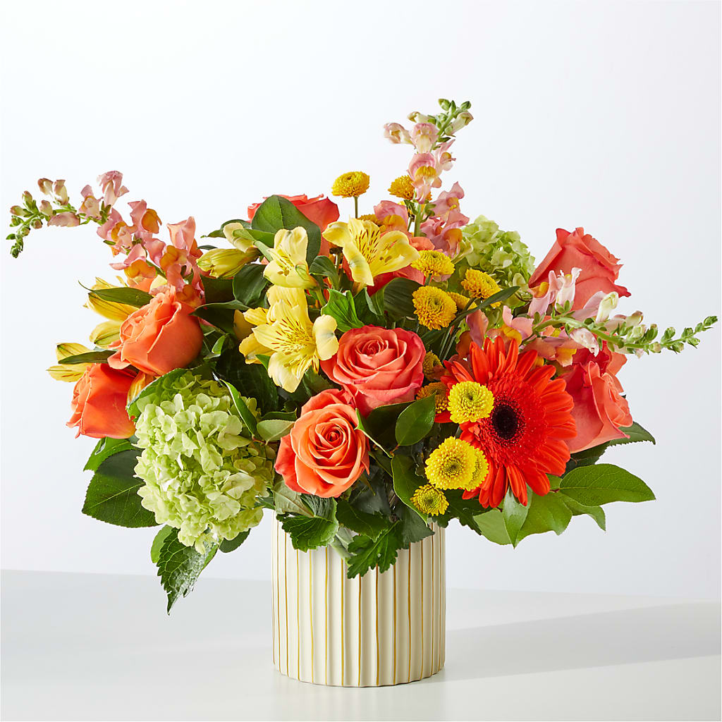 Autumn Sunshine Bouquet with Ivory Vase –  Alex Floral, Stockton CA