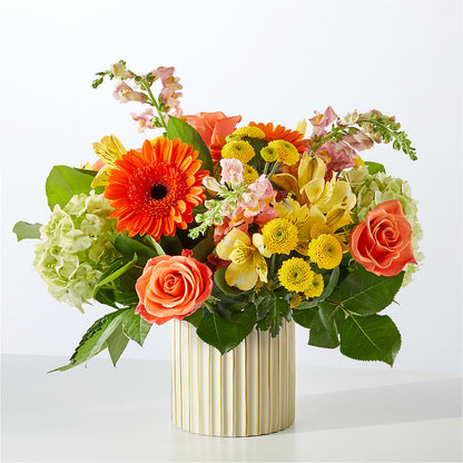 Autumn Sunshine Bouquet with Ivory Vase –  Alex Floral, Stockton CA