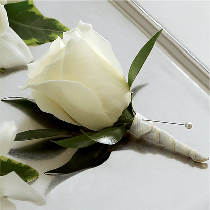 White Rose Boutonniere –  Alex Floral, Stockton CA